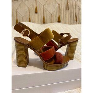 Tory Burch Velvet Block Heel Sandals 7.5M